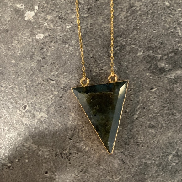 Labradorite Triangle Crystal Necklace 14kt carat gold filled - Picture 1 of 6